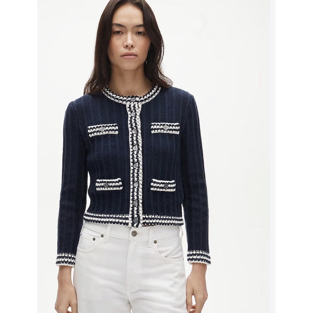 J CREW XS Crochet lady jacket cardigan CU020